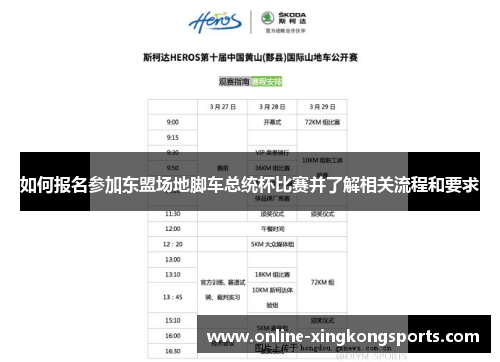 如何报名参加东盟场地脚车总统杯比赛并了解相关流程和要求 如何报名参加东盟场地脚车总统杯比赛并了解相关流程和要求